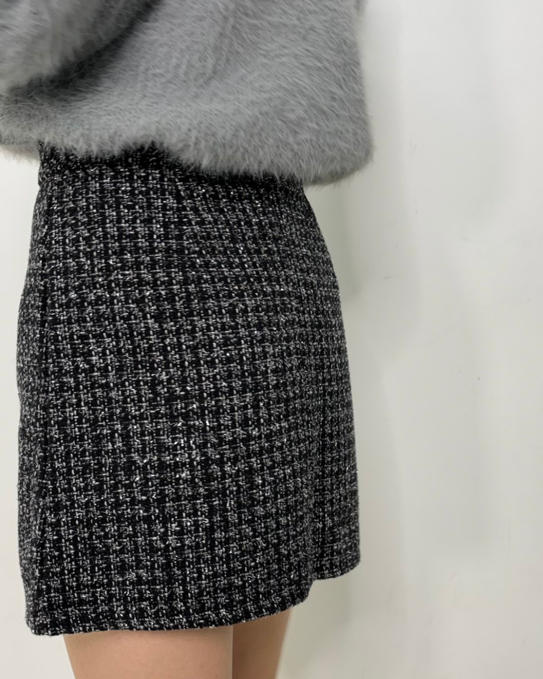 インパン付き ラメツイード ミニスカート