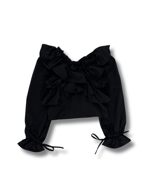 クロスフリル リボンブラウス