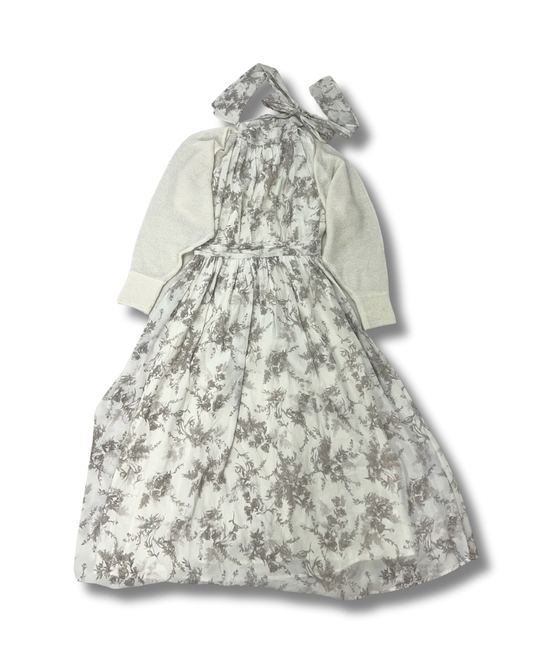 ニットボレロ付き 花柄ロングワンピース