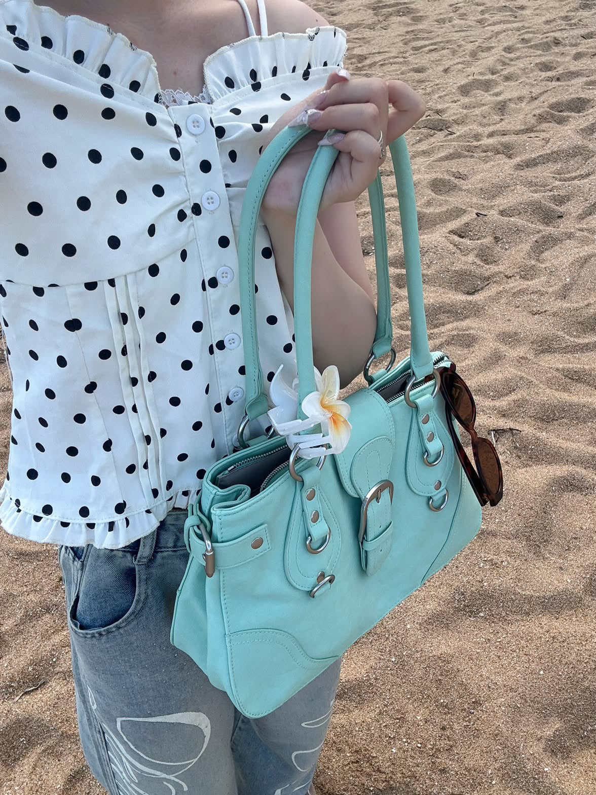 【produced by manaka】ドットフリルオフショルダーブラウス