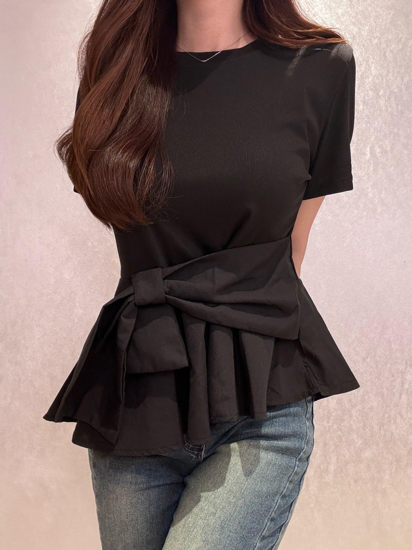 カシュクールペプラムTシャツ