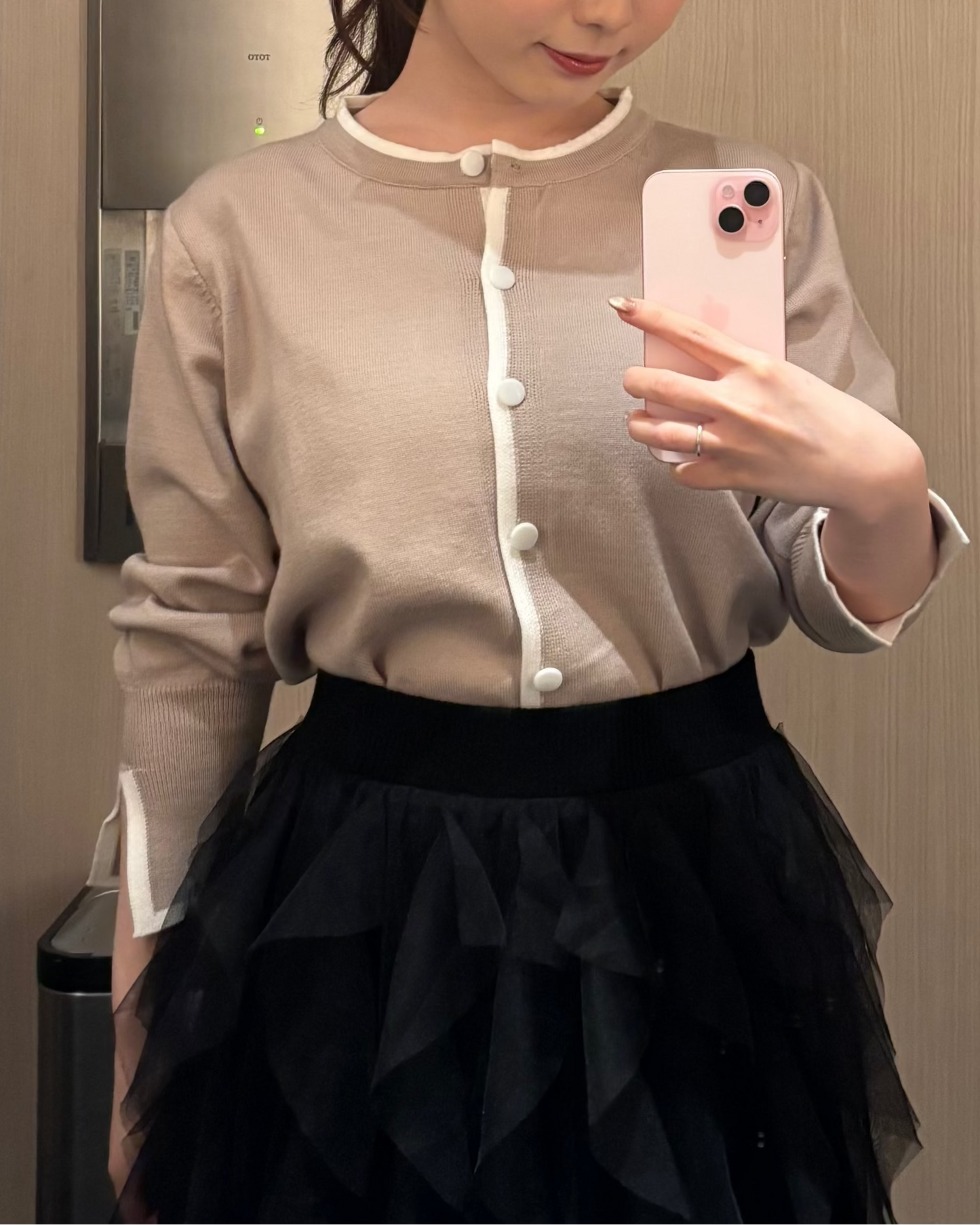 バイカラー カーディガン