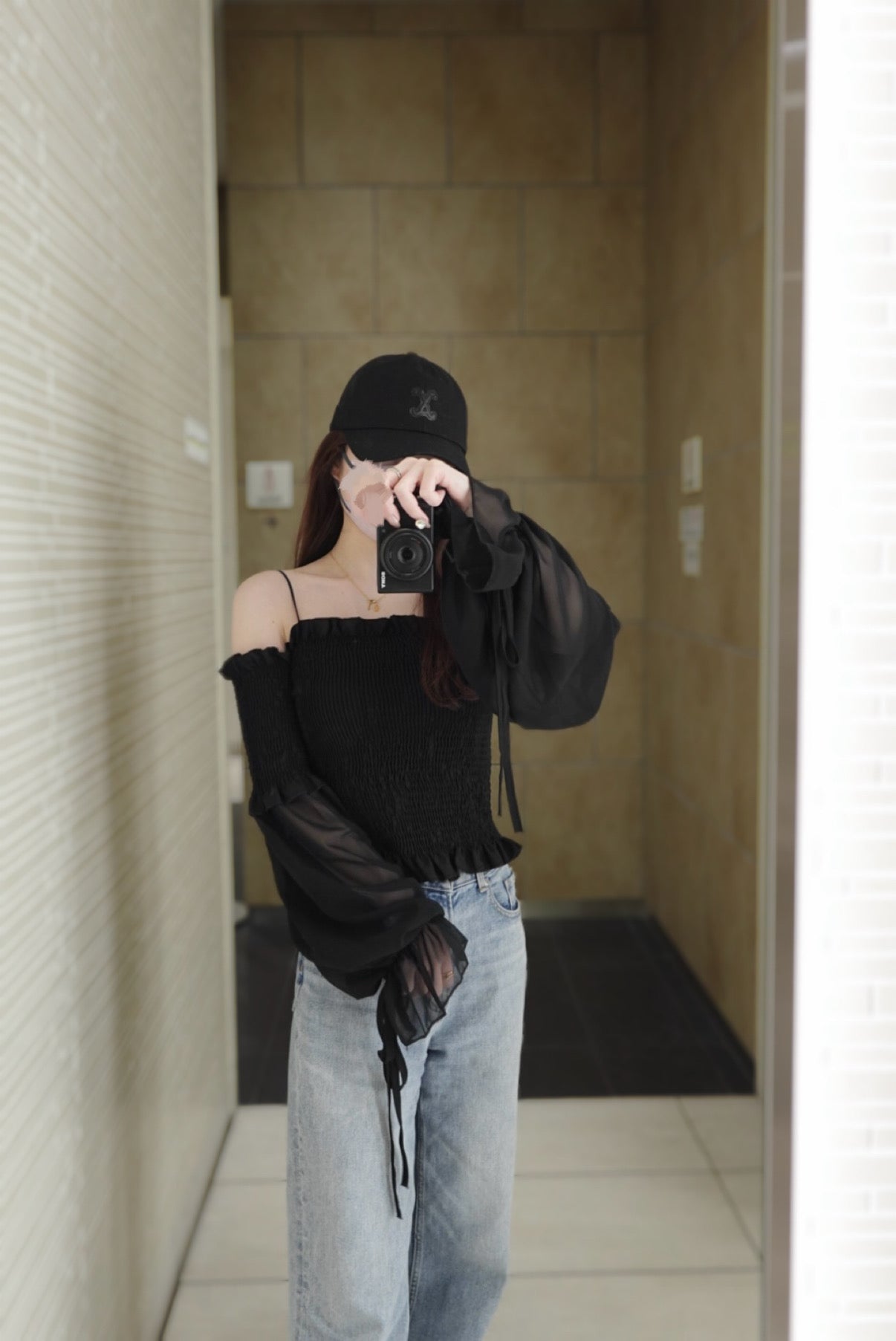 [produced by 🩶] バルーンスリーブオフショルトップス