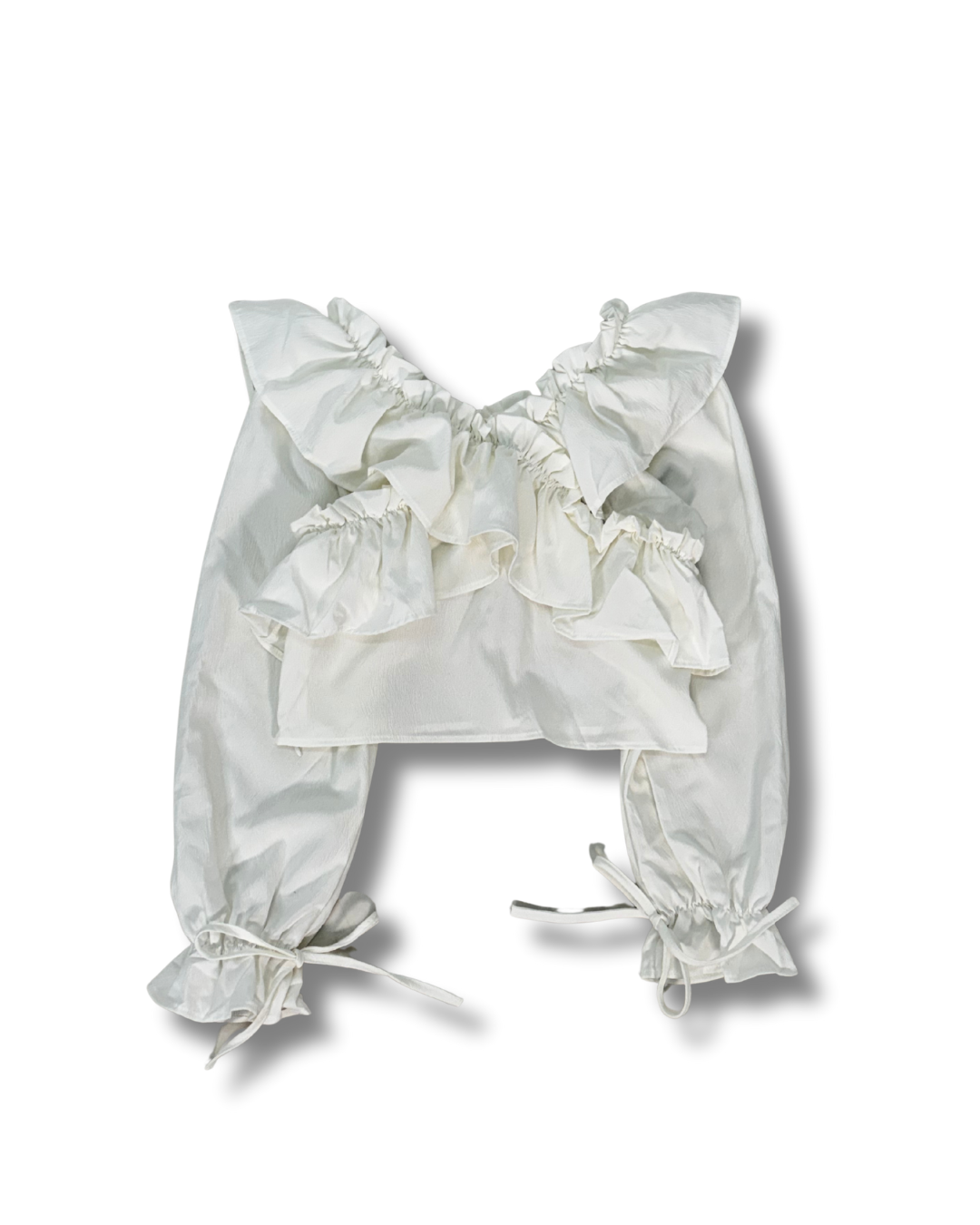 クロスフリル リボンブラウス