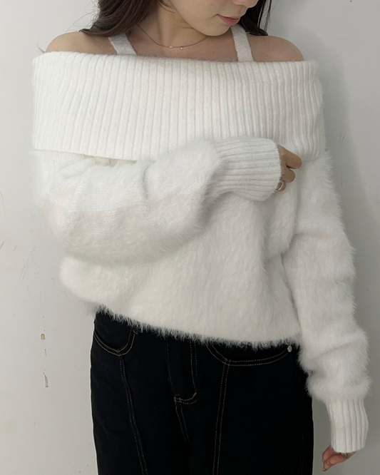 オフショル ニットトップス