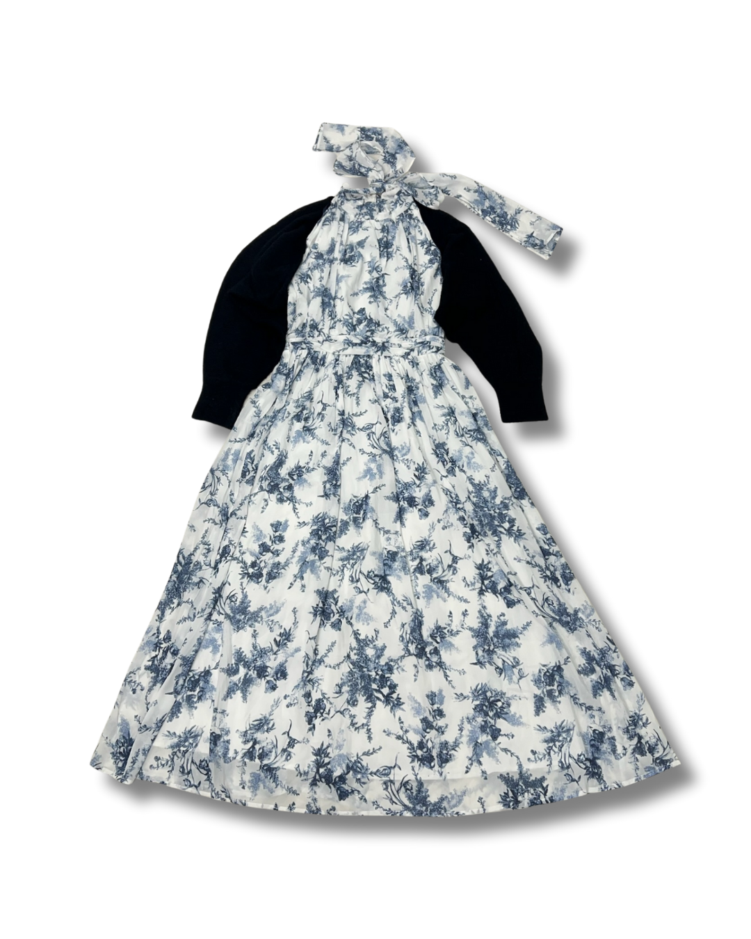 ニットボレロ付き 花柄ロングワンピース　