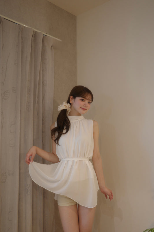 【produced by momo】ハイネックシフォンノースリーブ
