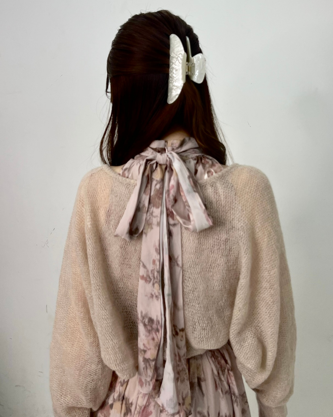 ニットボレロ付き 花柄ロングワンピース　