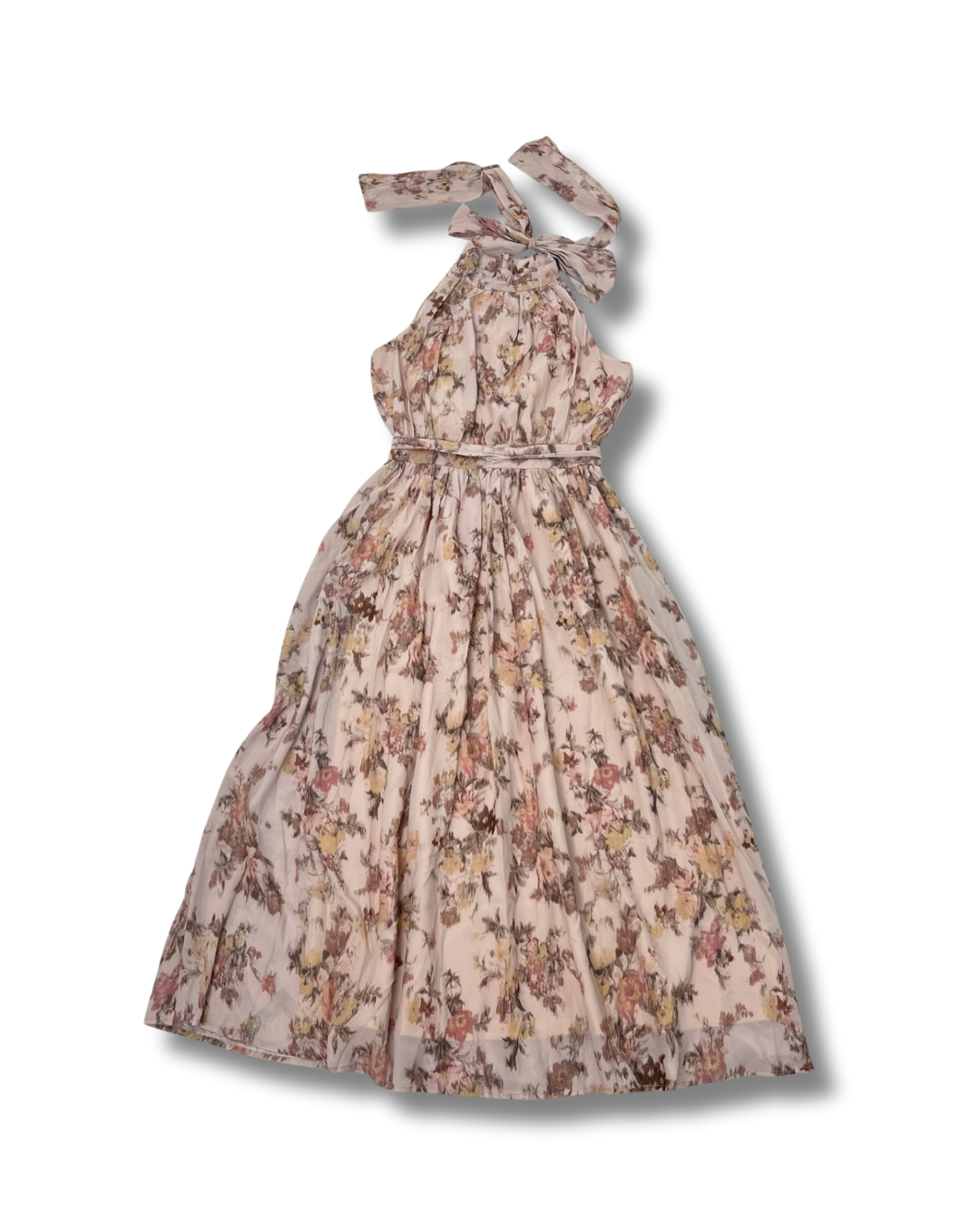 ニットボレロ付き 花柄ロングワンピース　