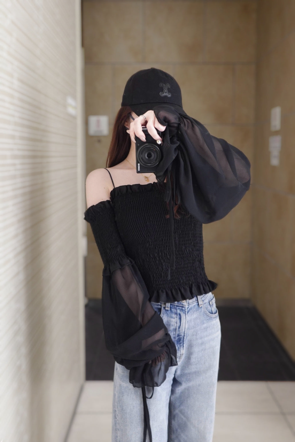 [produced by 🩶] バルーンスリーブオフショルトップス