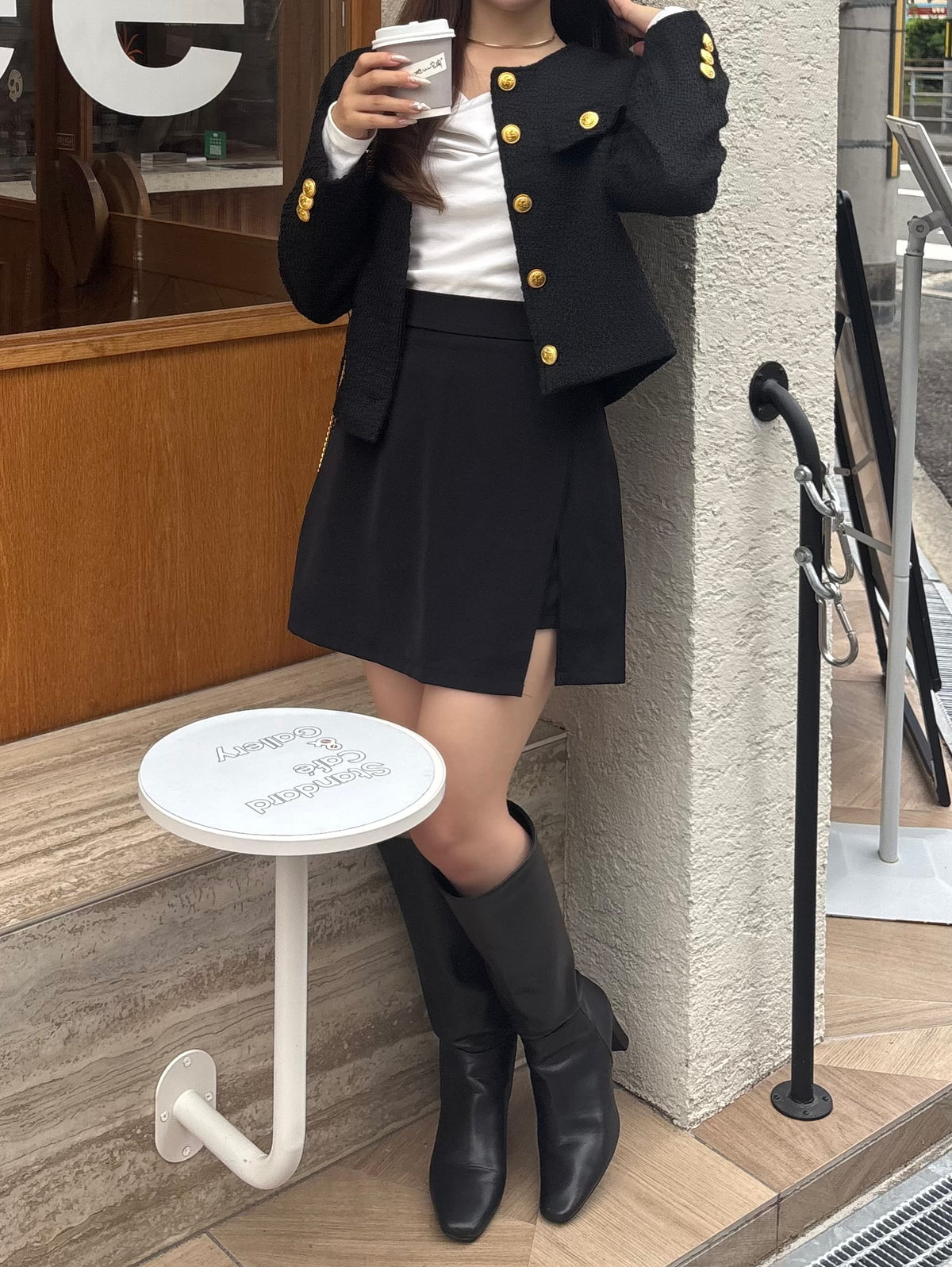 【produced by kanae】ノーカラーツイドジャケット