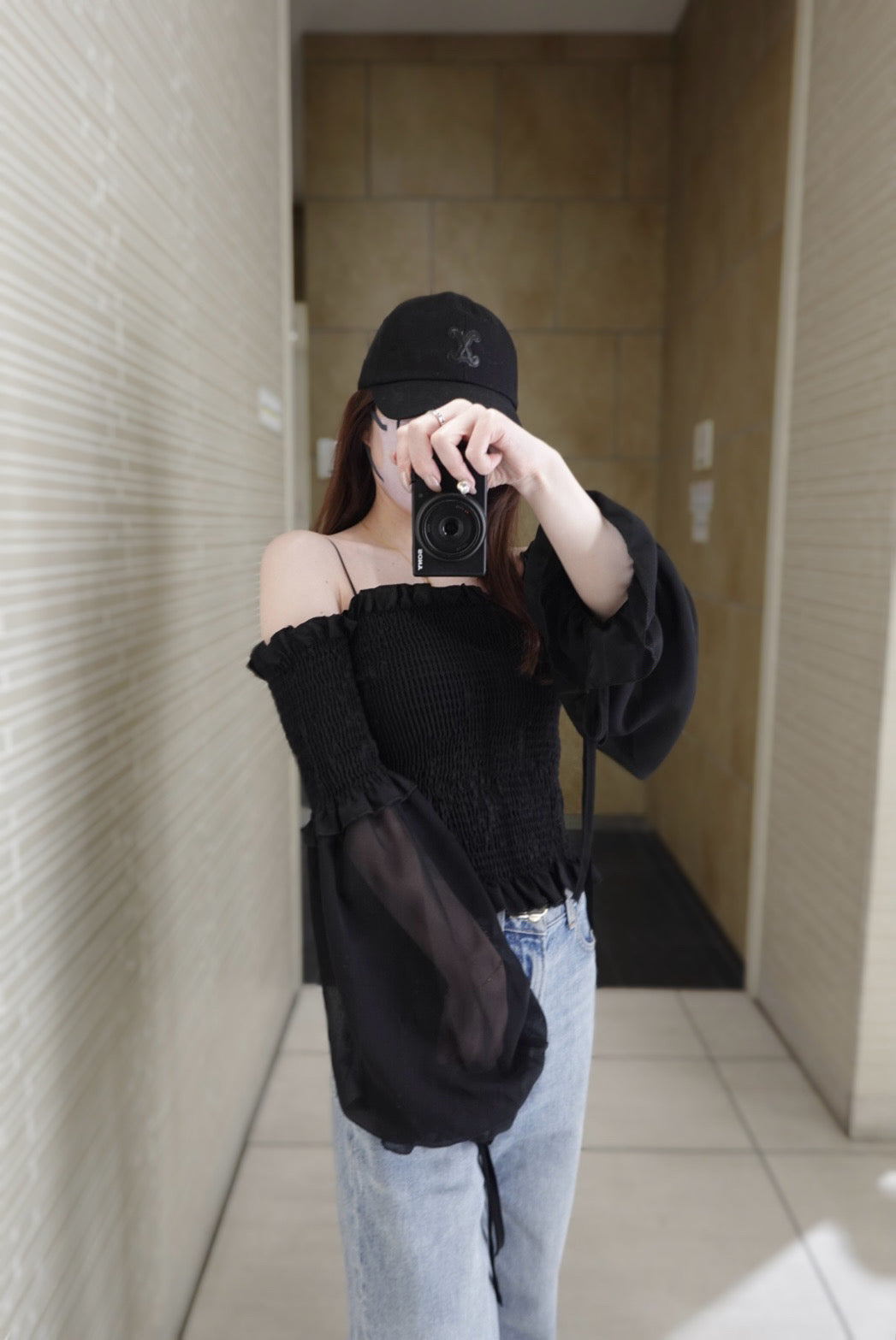 [produced by 🩶] バルーンスリーブオフショルトップス