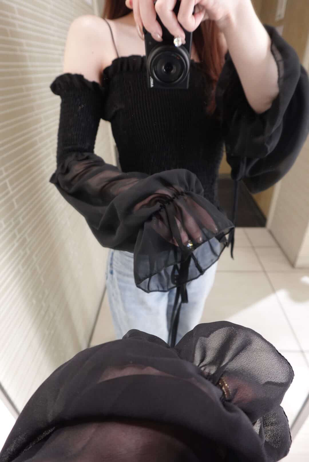 [produced by 🩶] バルーンスリーブオフショルトップス