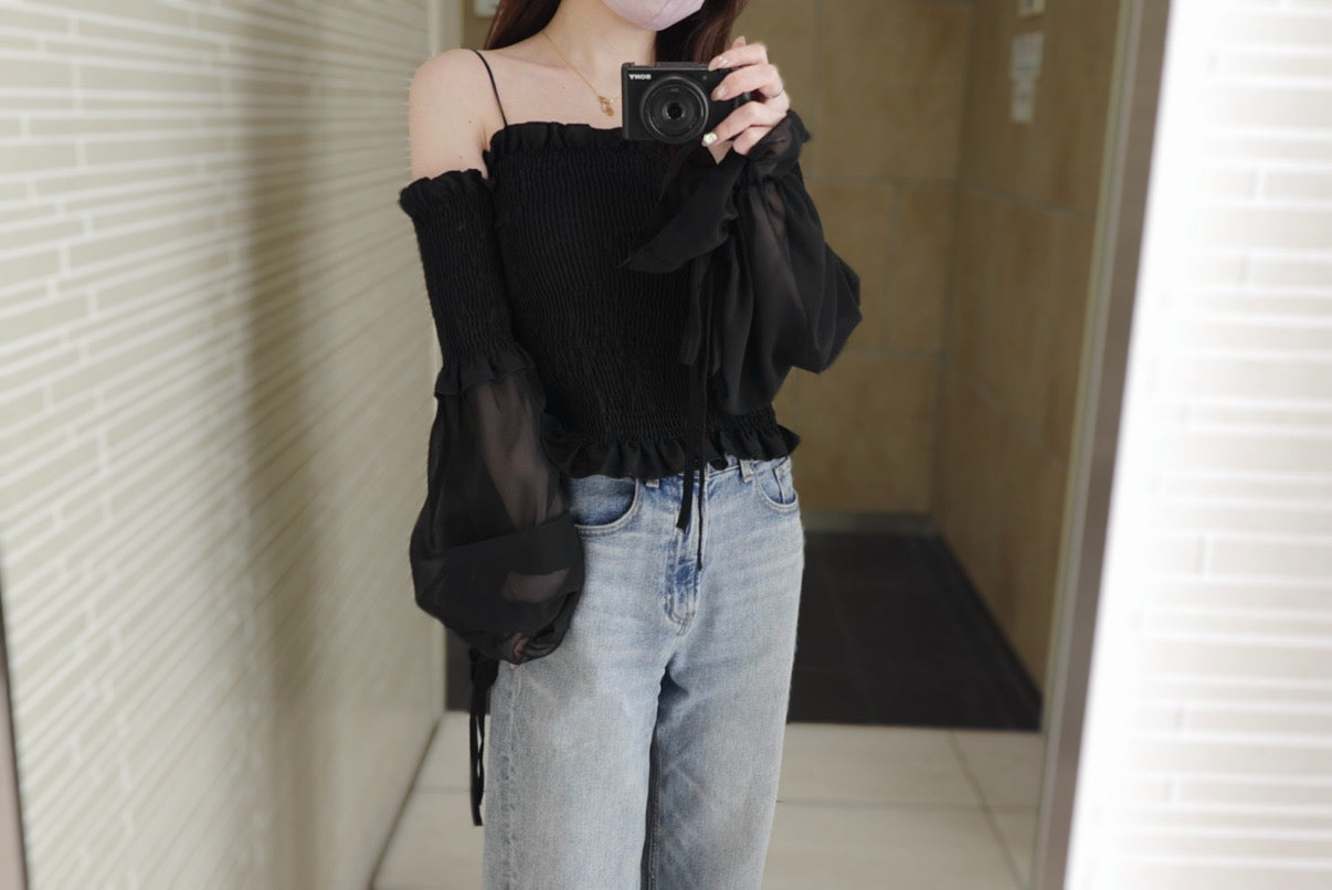 [produced by 🩶] バルーンスリーブオフショルトップス