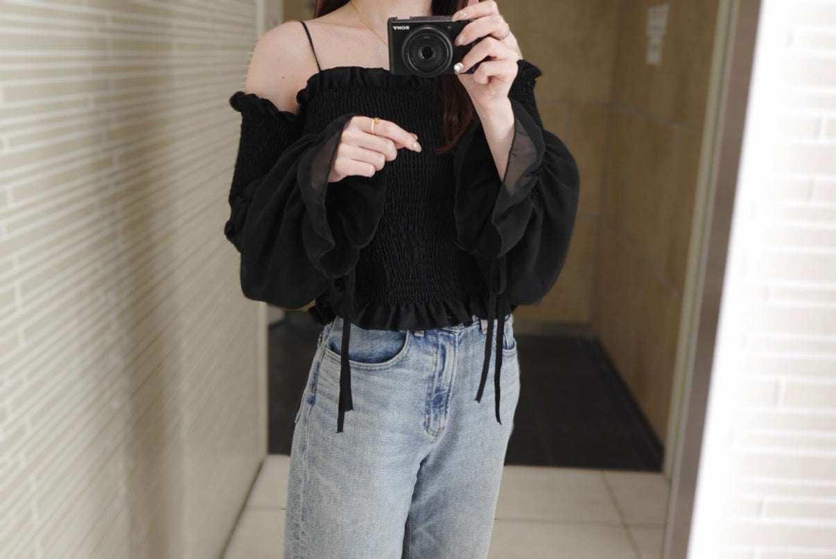 [produced by 🩶] バルーンスリーブオフショルトップス