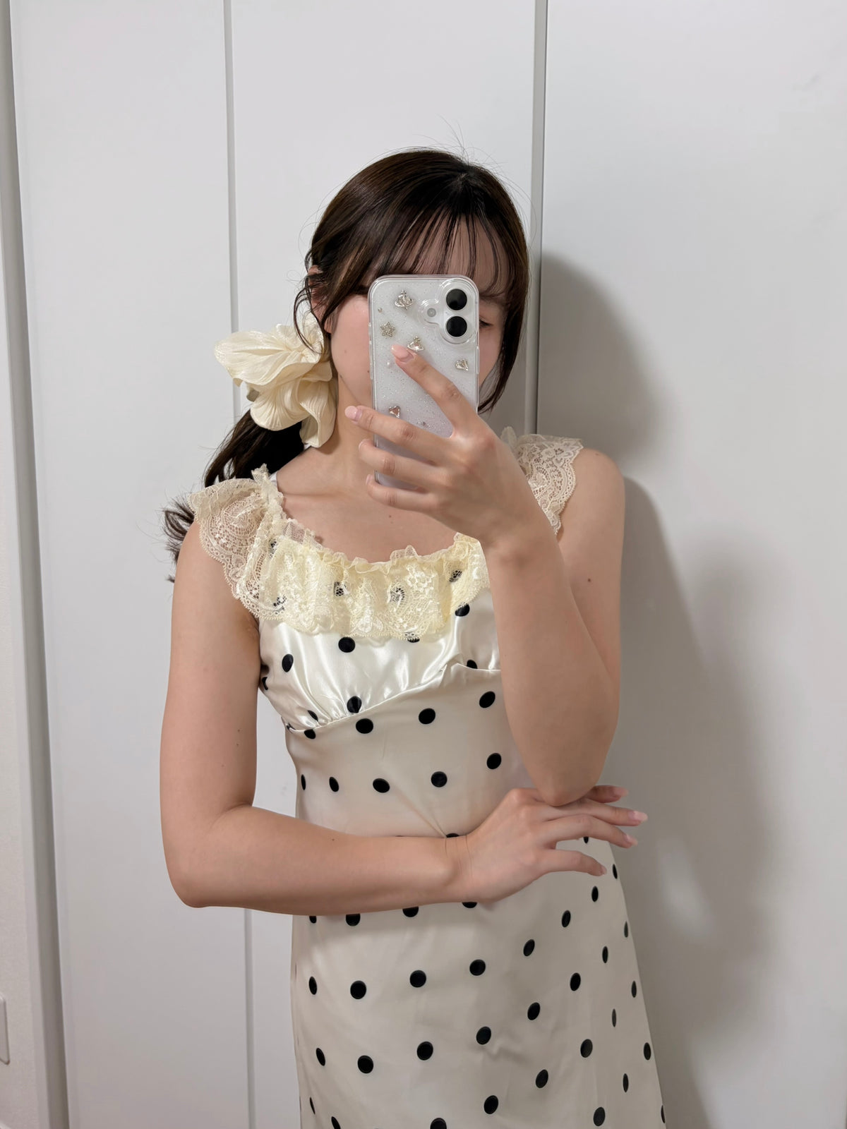 【produced by rui】點點蕾絲緞面洋裝