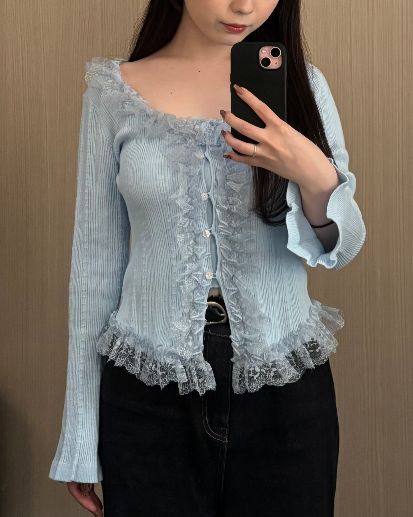 フリルフレアカーディガン