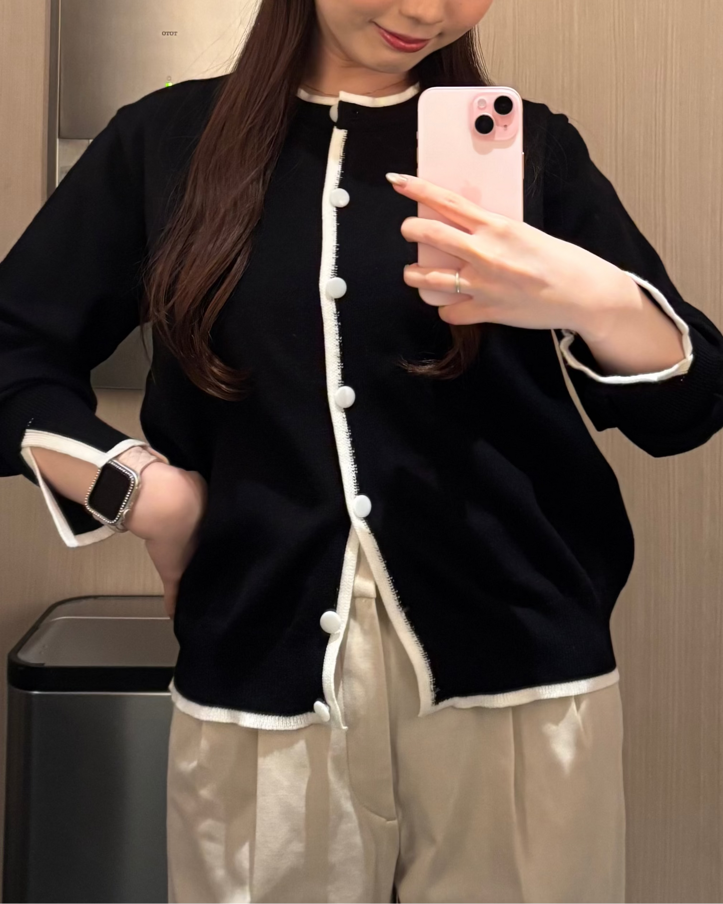 バイカラー カーディガン