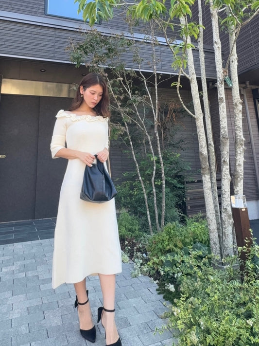 [produced by chika.] フラワーニットワンピース