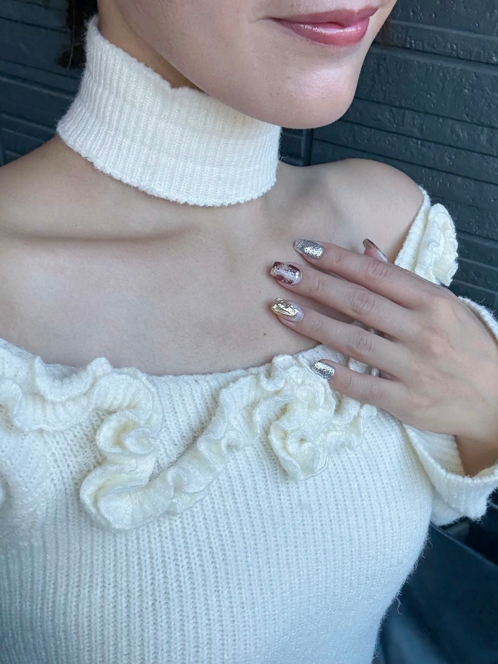 [produced by chika.] フラワーニットワンピース