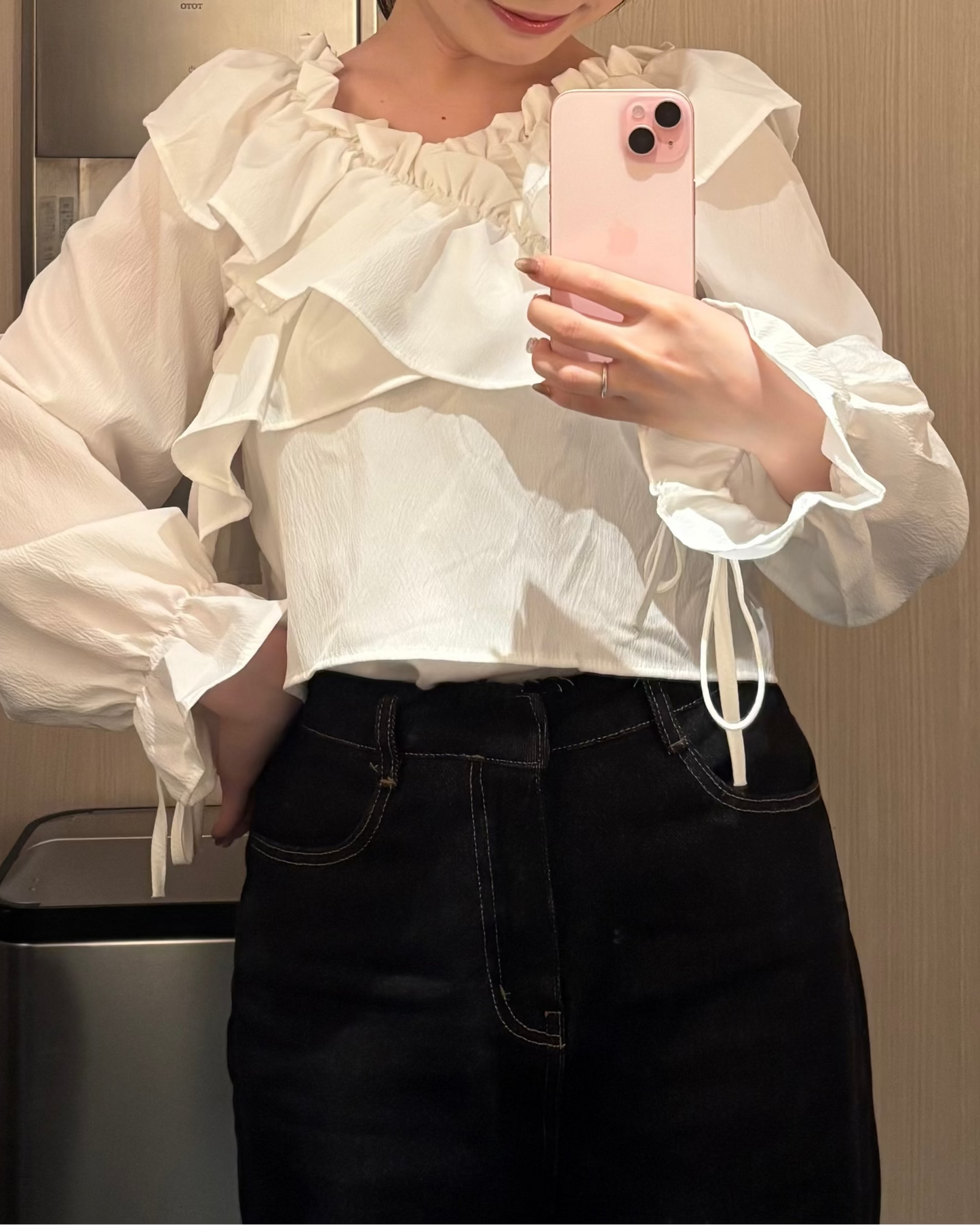 クロスフリル リボンブラウス