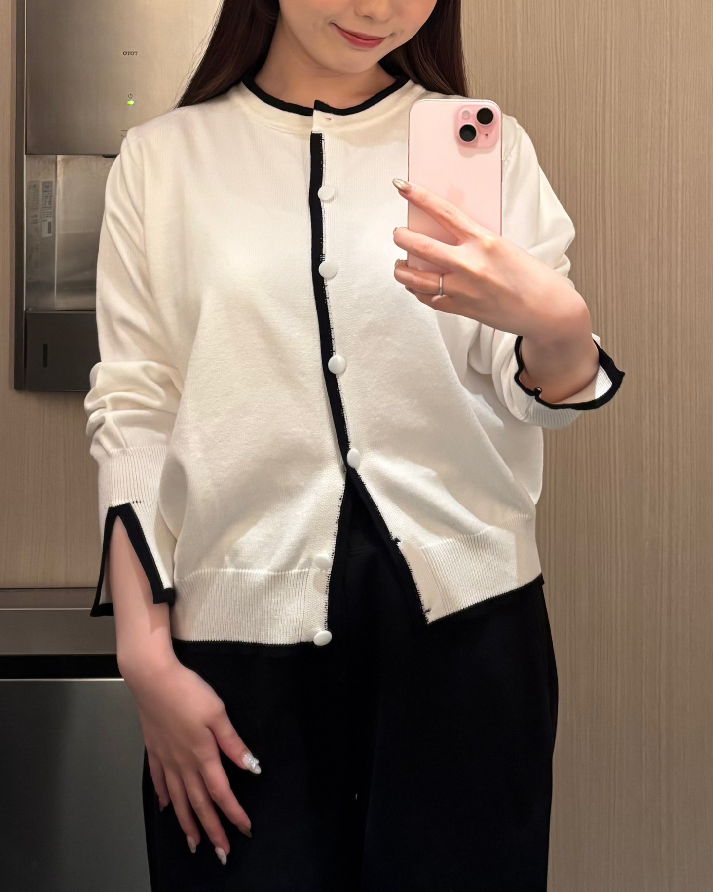 バイカラー カーディガン