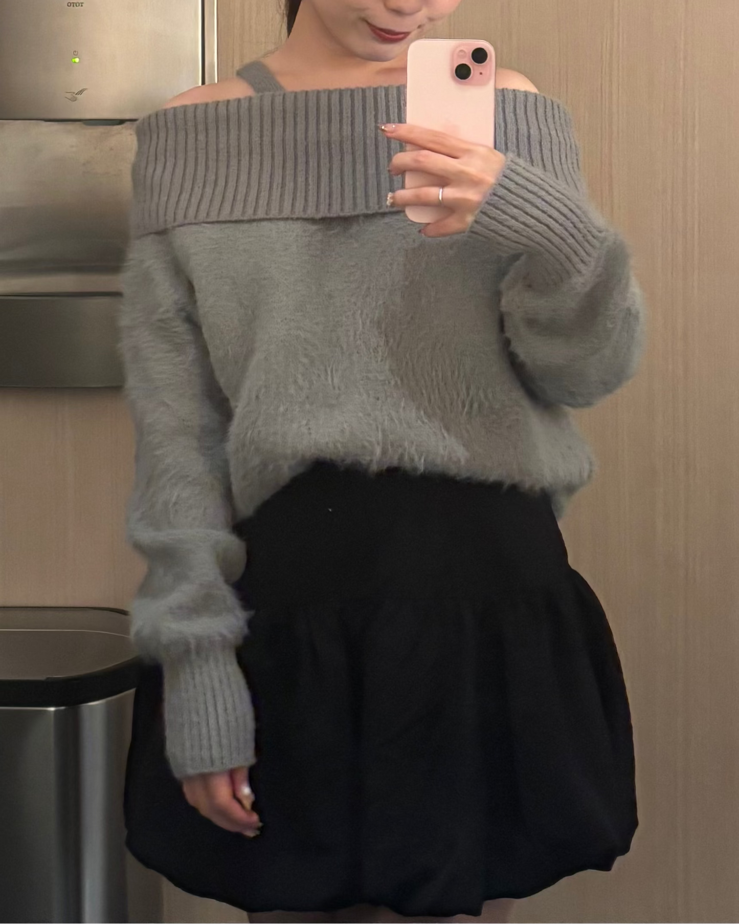 オフショル ニットトップス