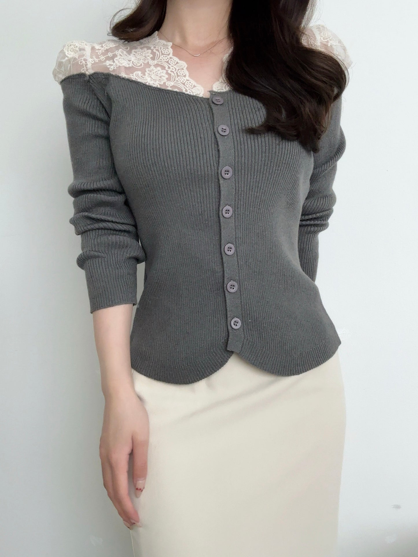 【produced by ayumi】クロシェレースショルダートップス