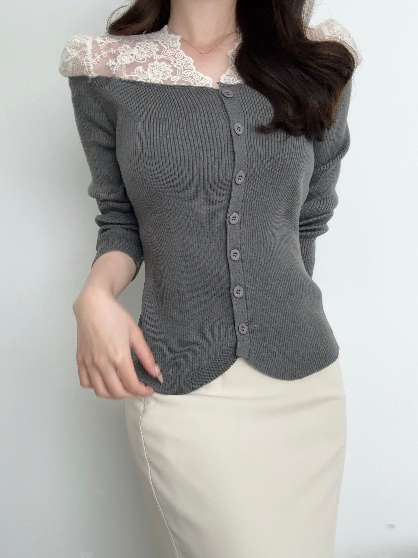 【produced by ayumi】クロシェレースショルダートップス