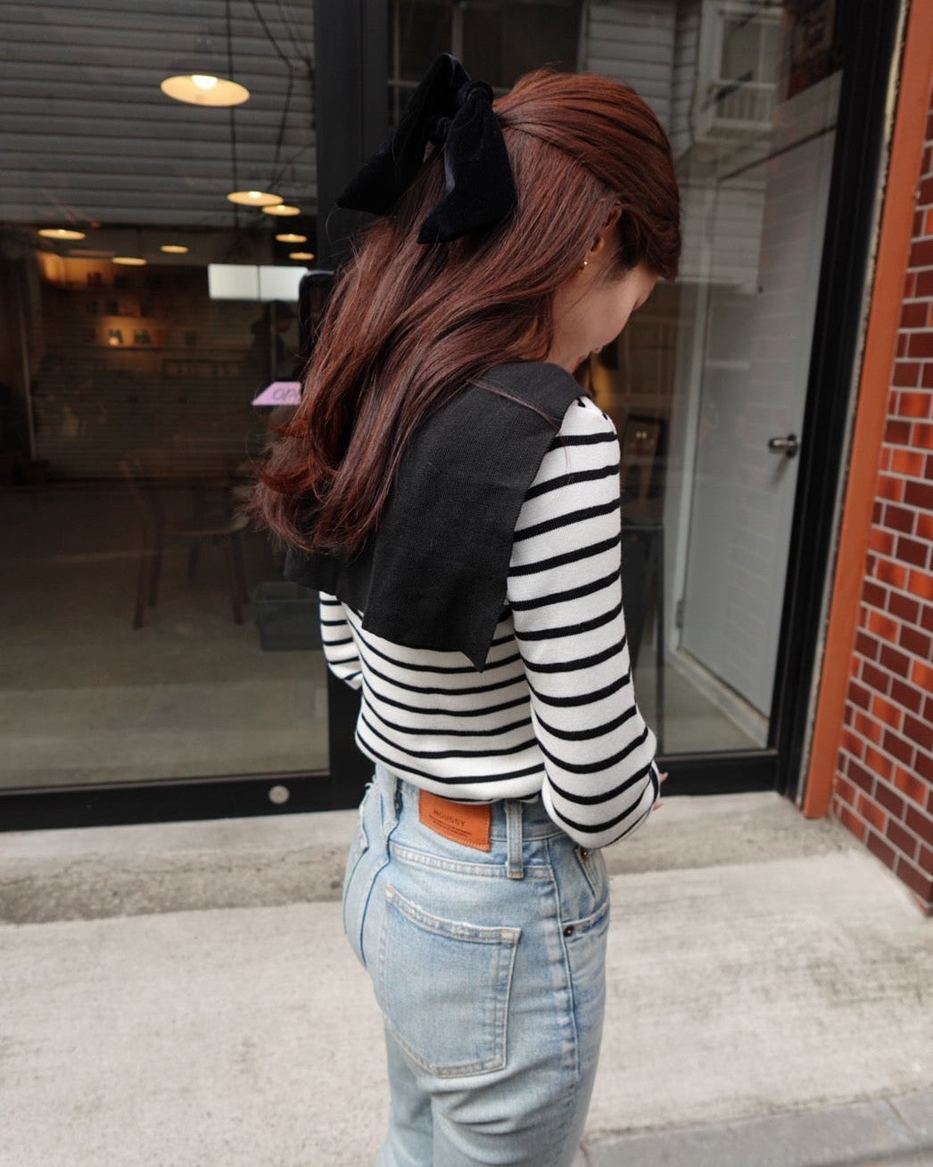 [produced by rei] セーラーボーダーフレンチトップス