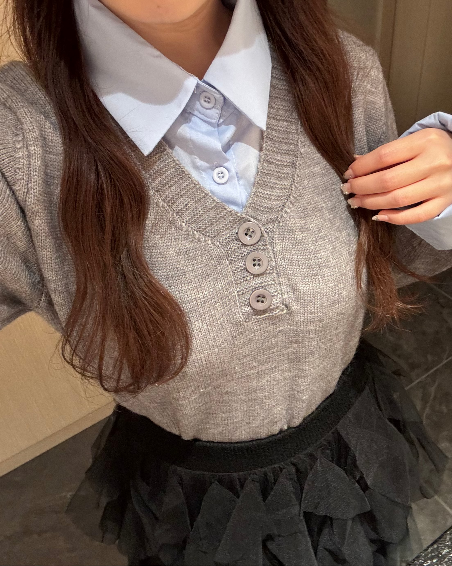 レイヤード風ニットトップス