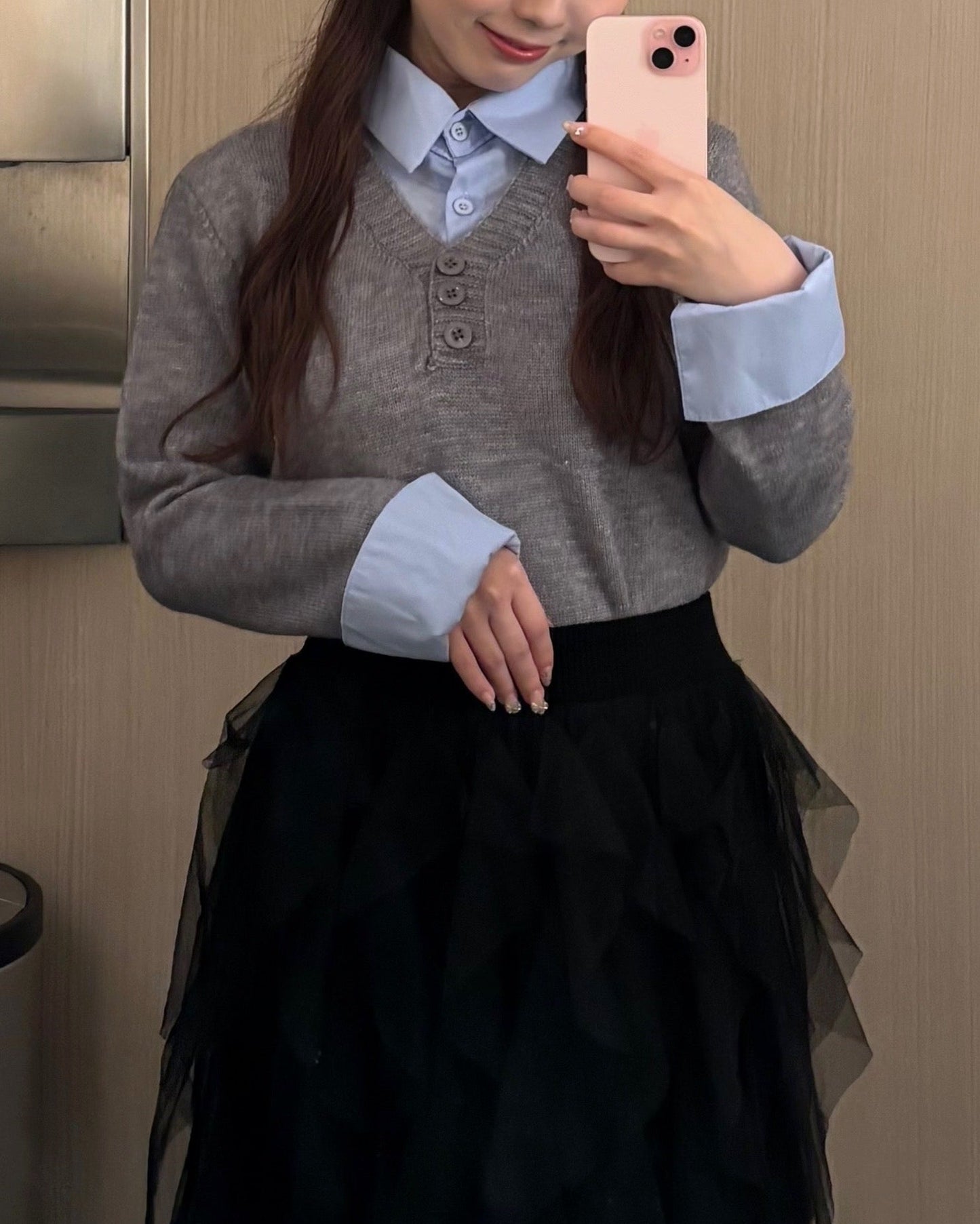レイヤード風ニットトップス