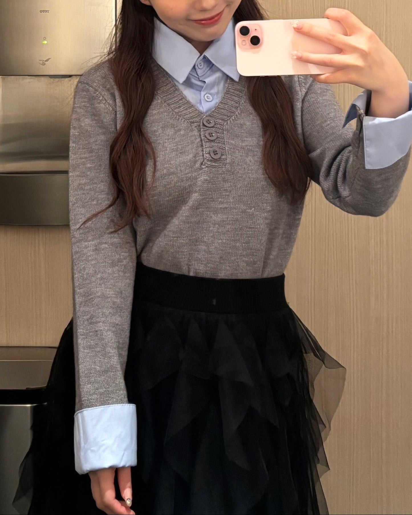 レイヤード風ニットトップス