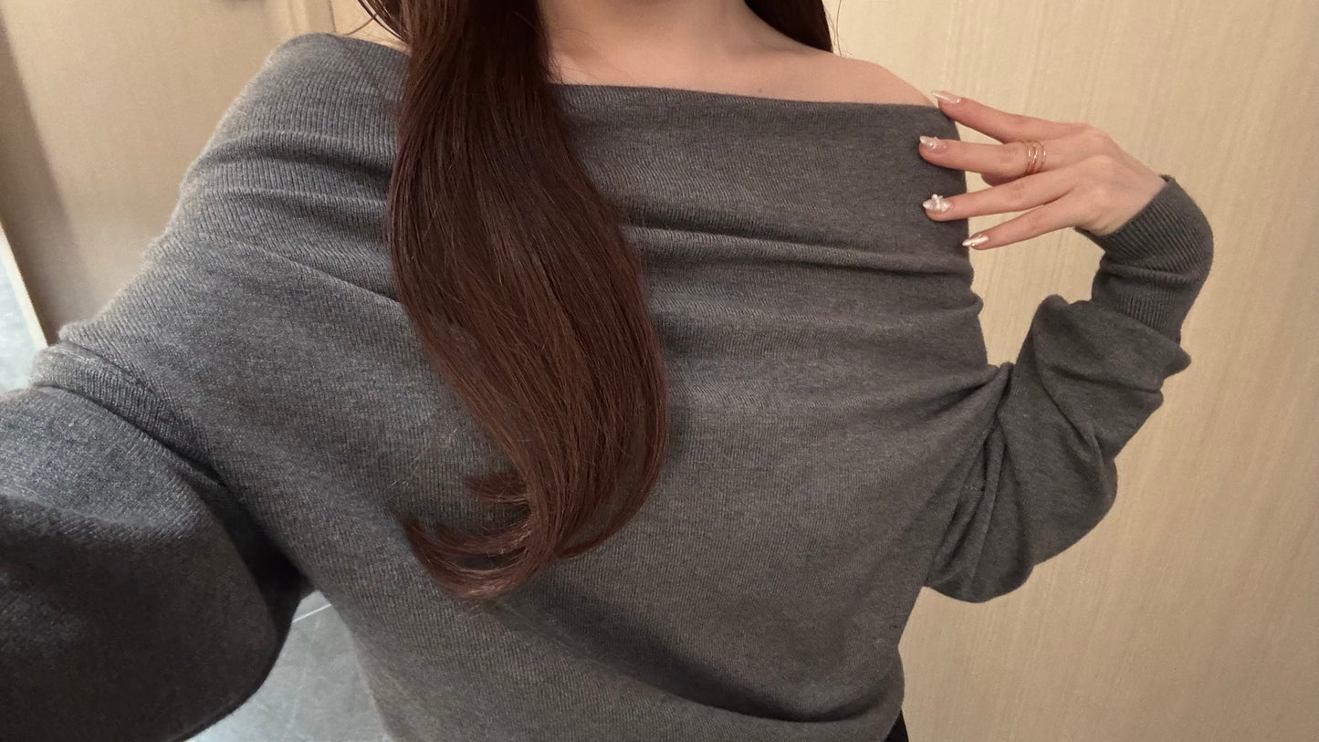オフショルニットトップス