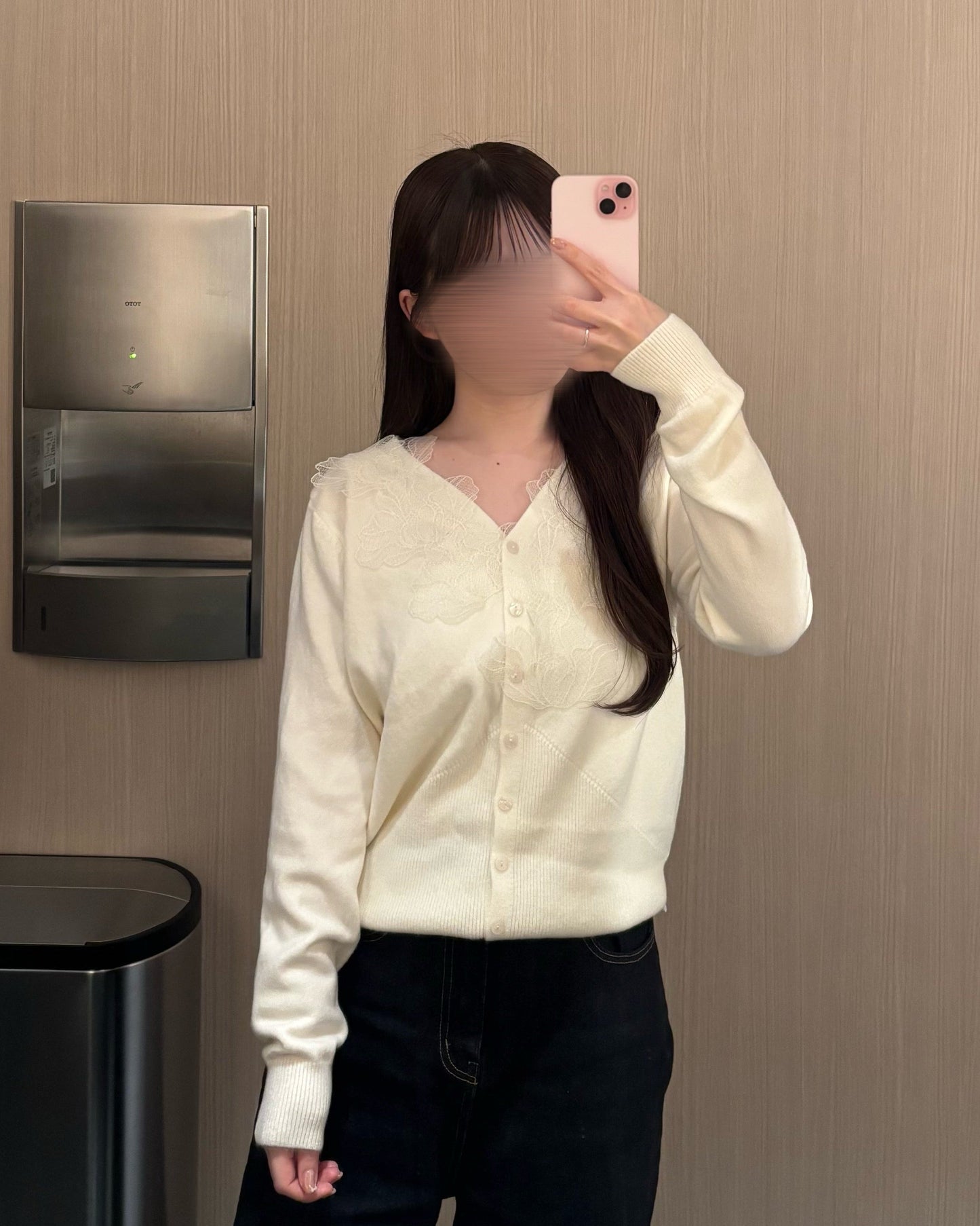 フラワーレースニットカーディガン